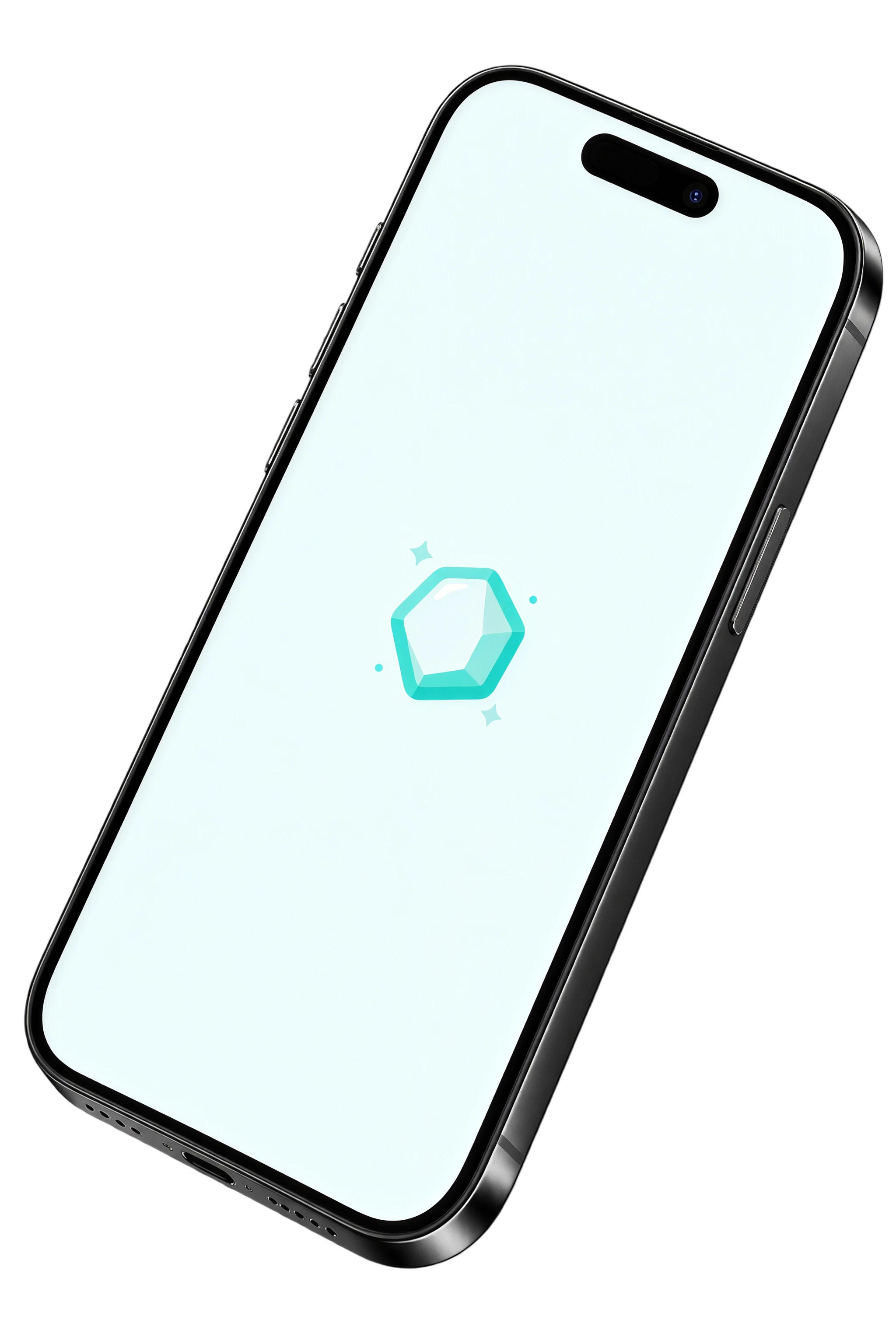Day Diamond gemstone launch screen on an angled iPhone